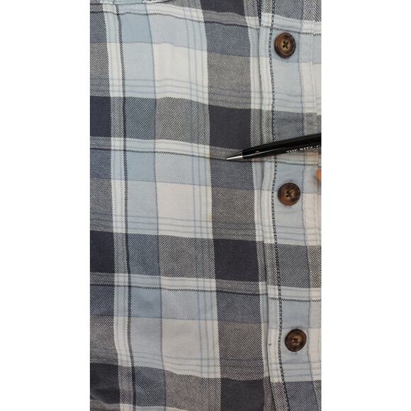 Duluth Trading Co. Mens Blue Gray Plaid Long Sleeve Button Down Flannel Shirt M - Picture 5 of 7